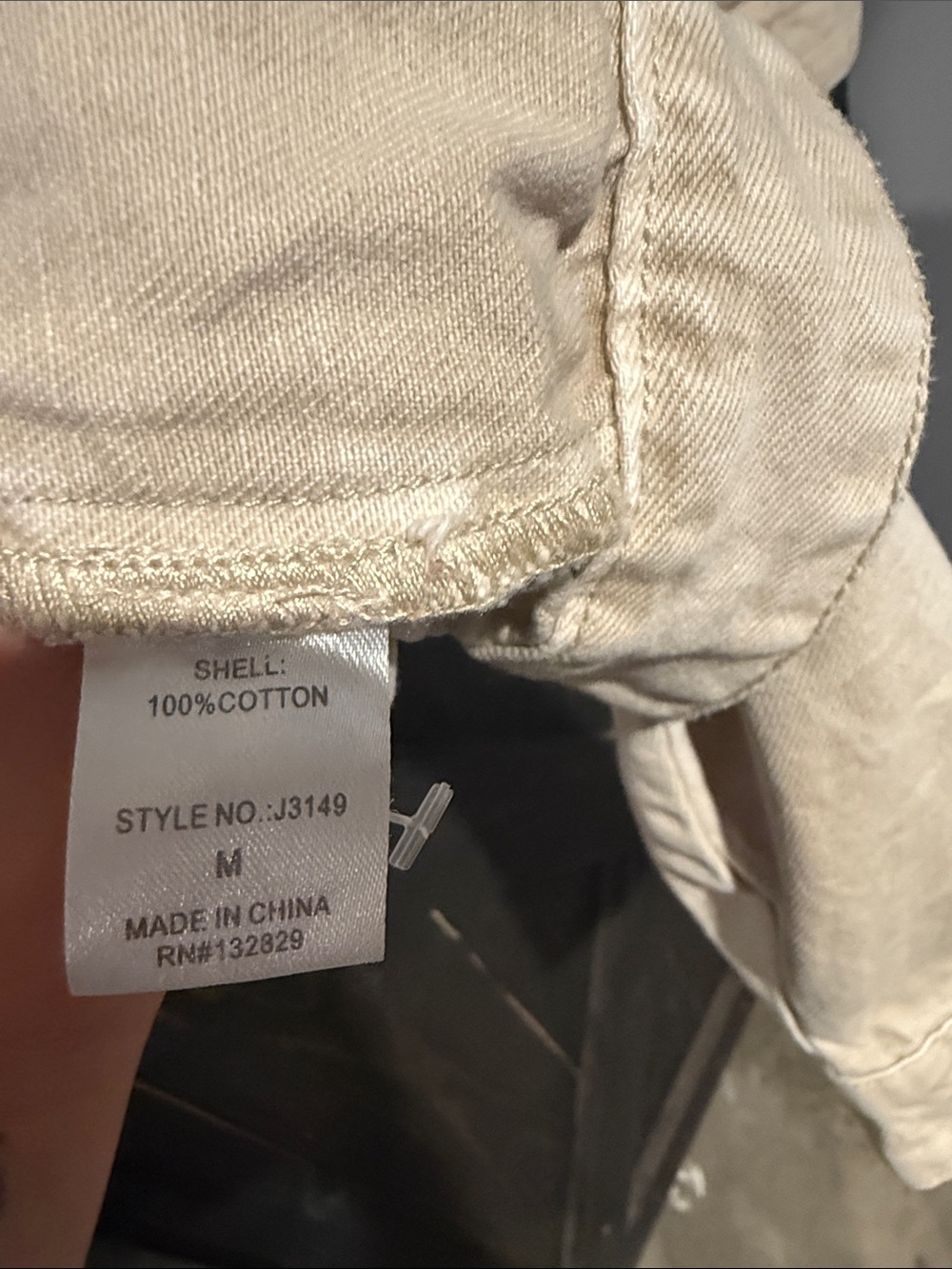 Cropped Beige Hooded Denim Jacket for Women - Picture 5 of 5